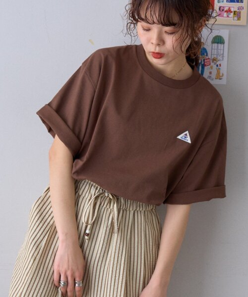 GEVACO（ゲバコ）の「【GEVACO/ゲバコ】【CIAOPANICTYPY限定商品】汗染み防止抗菌防臭ワンポイントワッペンTEE（Tシャツ/カットソー・レディース・グリーン/ブラウン/オフホワイト/ブラック/チャコールグレー/グレー/マスタード・LARGE/MEDIUM/X-LARGE）」の5枚目の写真