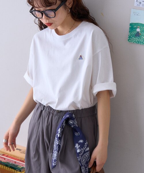 GEVACO（ゲバコ）の「【GEVACO/ゲバコ】【CIAOPANICTYPY限定商品】汗染み防止抗菌防臭ワンポイントワッペンTEE（Tシャツ/カットソー・レディース・グリーン/ブラウン/オフホワイト/ブラック/チャコールグレー/グレー/マスタード・LARGE/MEDIUM/X-LARGE）」の13枚目の写真