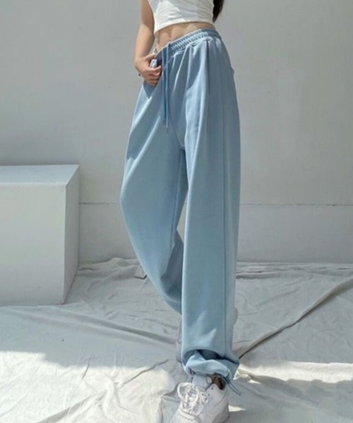 Beststore（ベストストア）の「ストリート スウェット ワイドパンツ ハイウエスト ダンス カジュアル ルーズ 部屋着 全９色（スウェットパンツ・レディース・ブラウン/ライトグレー/ブラック/ブルー/ダークグリーン/アイボリー/ダークグレー/ネイビー/パープル・M/L）」の8枚目の写真
