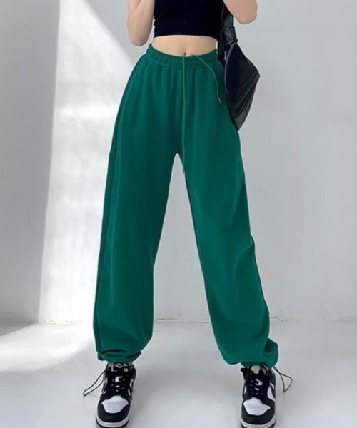 Beststore（ベストストア）の「ストリート スウェット ワイドパンツ ハイウエスト ダンス カジュアル ルーズ 部屋着 全９色（スウェットパンツ・レディース・ブラウン/ライトグレー/ブラック/ブルー/ダークグリーン/アイボリー/ダークグレー/ネイビー/パープル・M/L）」の6枚目の写真