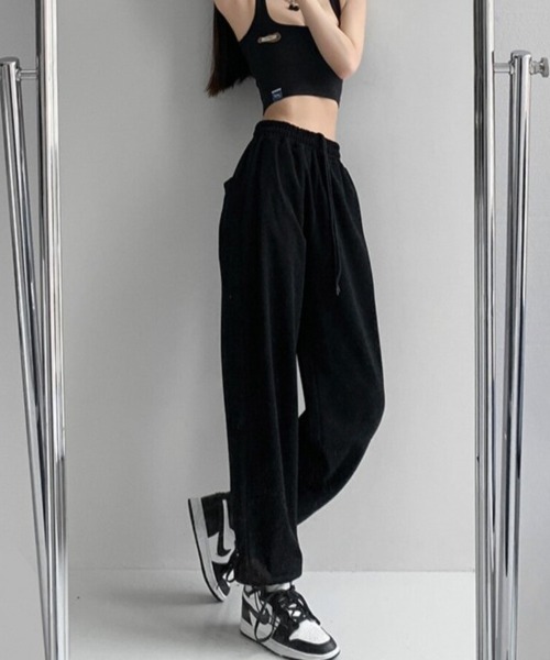 Beststore（ベストストア）の「ストリート スウェット ワイドパンツ ハイウエスト ダンス カジュアル ルーズ 部屋着 全９色（スウェットパンツ・レディース・ブラウン/ライトグレー/ブラック/ブルー/ダークグリーン/アイボリー/ダークグレー/ネイビー/パープル・M/L）」の13枚目の写真