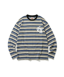 GOTHIC LOGO STRIPE LS TEE BLUE