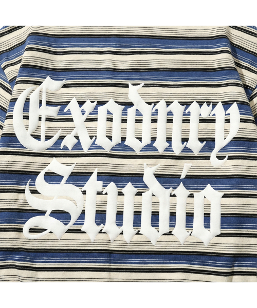 EXTRAORDINARY（エクストラオーディナリー）の「GOTHIC LOGO STRIPE LS TEE BLUE（Tシャツ/カットソー・メンズ・その他・LARGE/X-LARGE/MEDIUM）」の5枚目の写真