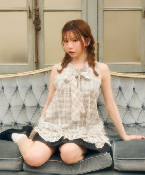 ノースリチェックミニワンピース（Tシャツ/カットソー）｜TITTY&CO