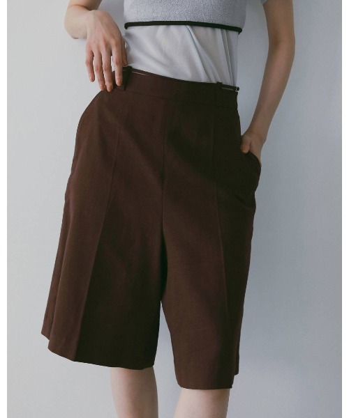 anuke(アンヌーク)の「Linen Half Pants 62610705(その他パンツ・メンズ・ブラウン/ネイビー・36/38)」の1枚目の写真