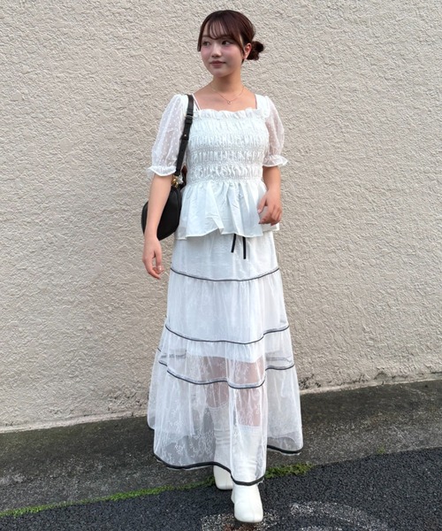 mebole(メボレ)の「シアーティアードロングスカート(スカート・レディース・ホワイト・FREE)」の6枚目の写真