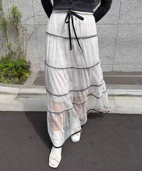 mebole(メボレ)の「シアーティアードロングスカート(スカート・レディース・ホワイト・FREE)」の10枚目の写真