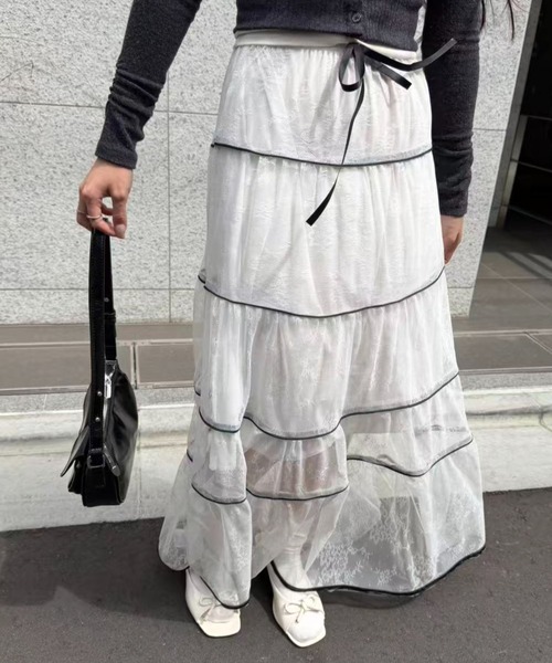 mebole(メボレ)の「シアーティアードロングスカート(スカート・レディース・ホワイト・FREE)」の12枚目の写真
