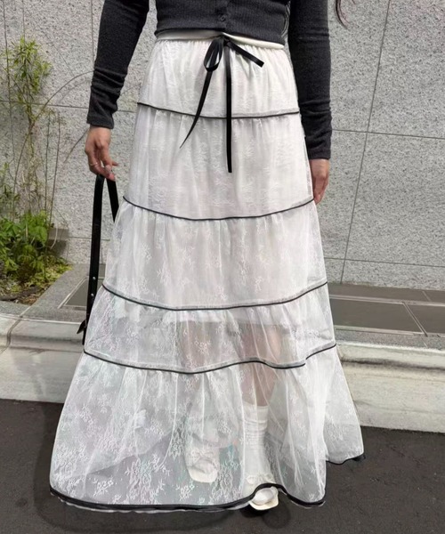 mebole(メボレ)の「シアーティアードロングスカート(スカート・レディース・ホワイト・FREE)」の13枚目の写真