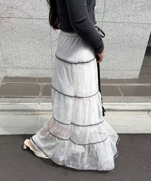 mebole(メボレ)の「シアーティアードロングスカート(スカート・レディース・ホワイト・FREE)」の14枚目の写真