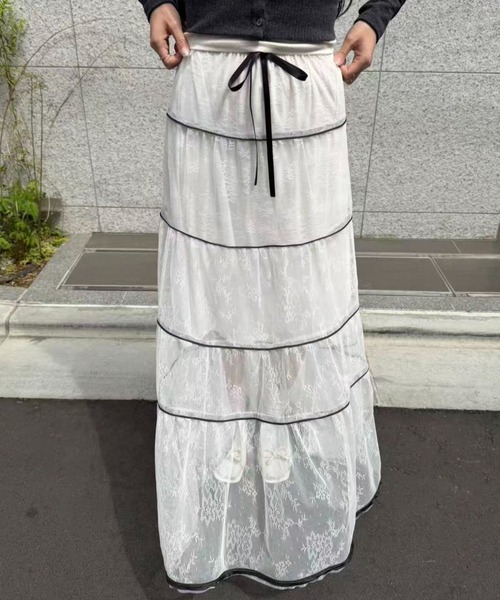 mebole(メボレ)の「シアーティアードロングスカート(スカート・レディース・ホワイト・FREE)」の17枚目の写真