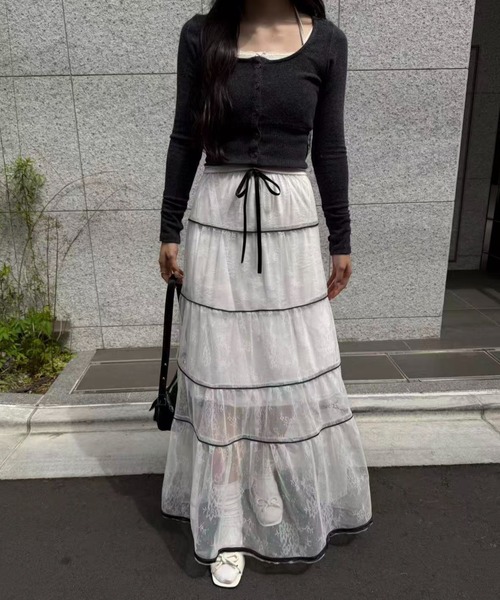 mebole(メボレ)の「シアーティアードロングスカート(スカート・レディース・ホワイト・FREE)」の21枚目の写真