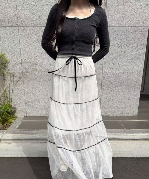 mebole(メボレ)の「シアーティアードロングスカート(スカート・レディース・ホワイト・FREE)」の22枚目の写真
