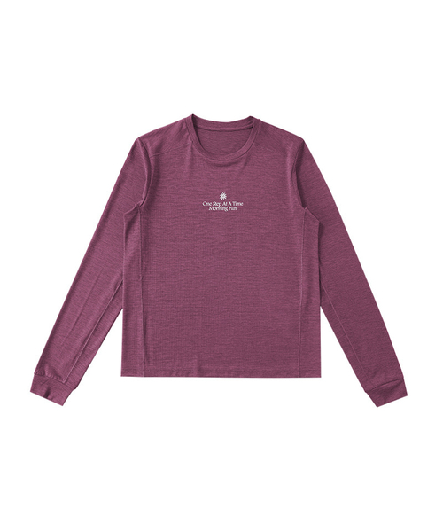 BUTTON SEOUL（ボタンソウル）の「[ウィメンズ] エアライトバックグラフィックモーニングランロングスリーブ (7 COLOR)（Tシャツ/カットソー・レディース・オリーブ/ブラック/ピンク/ブラウン/オレンジ/パープル/レモンイエロー・SMALL/MEDIUM/LARGE）」の5枚目の写真