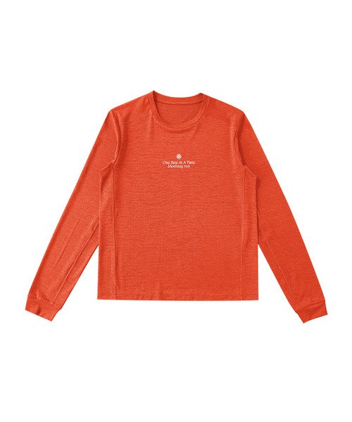 BUTTON SEOUL（ボタンソウル）の「[ウィメンズ] エアライトバックグラフィックモーニングランロングスリーブ (7 COLOR)（Tシャツ/カットソー・レディース・オリーブ/ブラック/ピンク/ブラウン/オレンジ/パープル/レモンイエロー・SMALL/MEDIUM/LARGE）」の7枚目の写真