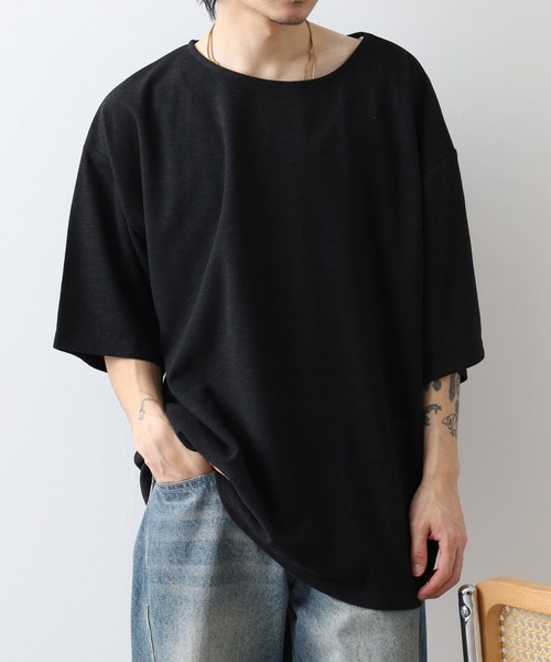 FUNALIVE(ファンアライブ)の「ボートネック半袖クルーネックT(Tシャツ/カットソー・メンズ・グレー/ブラック・M/L)」の4枚目の写真