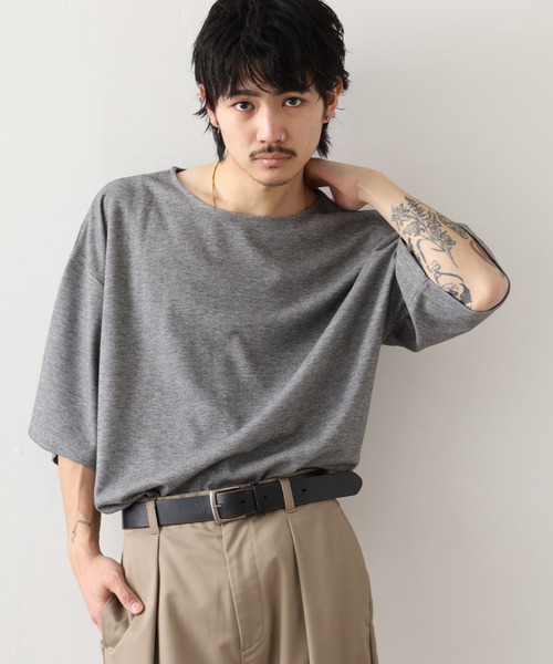 FUNALIVE(ファンアライブ)の「ボートネック半袖クルーネックT(Tシャツ/カットソー・メンズ・グレー/ブラック・M/L)」の11枚目の写真