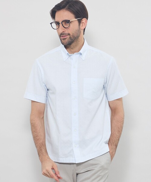 MACKINTOSH LONDON(マッキントッシュ ロンドン)の「【WEB・一部店舗限定】アンドリュージャカード半袖釦ダウンシャツ(シャツ/ブラウス・メンズ・ホワイト/ブルー/ピンク系その他2・XL/L/M)」の2枚目の写真
