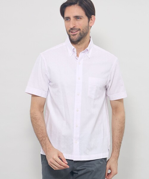 MACKINTOSH LONDON(マッキントッシュ ロンドン)の「【WEB・一部店舗限定】アンドリュージャカード半袖釦ダウンシャツ(シャツ/ブラウス・メンズ・ホワイト/ブルー/ピンク系その他2・XL/L/M)」の3枚目の写真