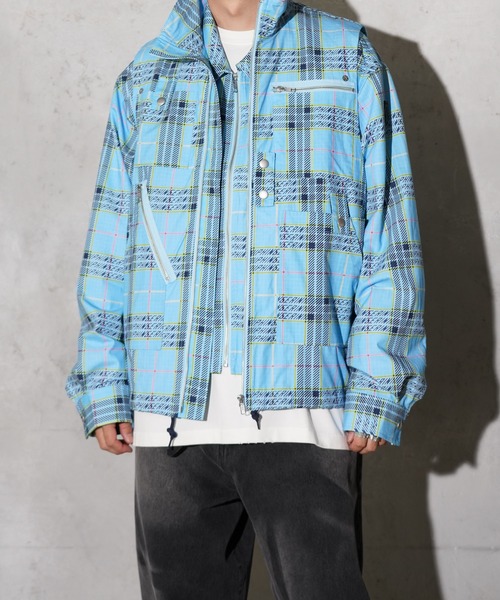 PHINGERIN(フィンガリン)の「PHINGERIN / フィンガリン DOUBLE ZIP RIPSTOP JACKET ORIGINAL PLAID (PD-252-JK-092)(その他アウター・メンズ・サックスブルー・MEDIUM/LARGE)」の7枚目の写真