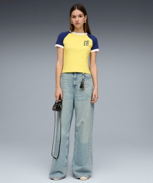 PUMA(プーマ)の「PUMA FUTURE.PUMA.ARCHIVE SLIM SHORT RINGER T-SHIRT(プーマ フューチャー プーマ アーカイブ スリム ショート リンガー Tシャツ)(Tシャツ/カットソー・レディース・ホワイト系/イエロー系・SMALL/MEDIUM/LARGE)」の10枚目の写真