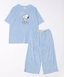 PEANUTS（ピーナッツ）の「PEANUTS SNOOPY（ピーナッツ スヌーピー） パイルTシャツ＆七分丈パンツ パジャマ/上下セットアップ/ルームウェア（ルームウェア/パジャマ）」
