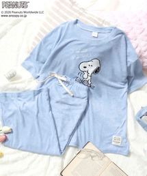 SNOOPY（スヌーピー）の「PEANUTS SNOOPY（ピーナッツ スヌーピー） パイルTシャツ＆七分丈パンツ パジャマ/上下セットアップ/ルームウェア（ルームウェア/パジャマ）」