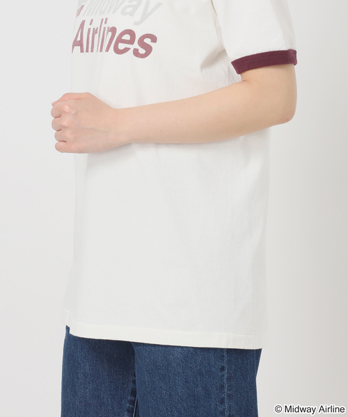 B.C STOCK(ベーセーストック)の「GOOD ROCK SPEED / グッドロックスピード Midway Airlines RingerT(Tシャツ/カットソー・レディース・ホワイト・FREE)」の14枚目の写真
