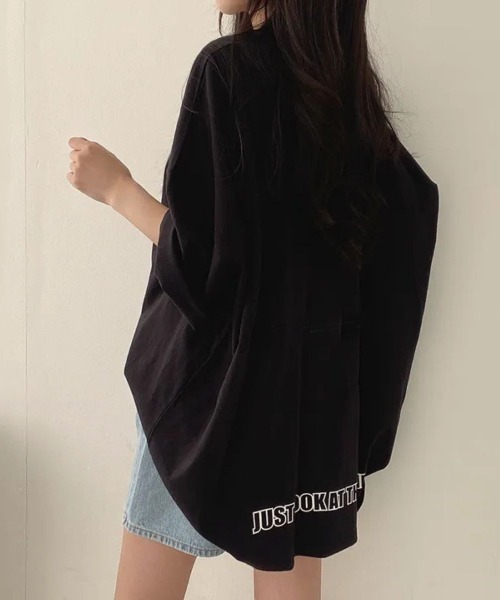LETee(レティー)の「ゆるっとシルエットでこなれ感♪大人カジュアルに決まるビッグTシャツ(Tシャツ/カットソー・レディース・ダークグレー/ブラック/カーキ・FREE)」の7枚目の写真