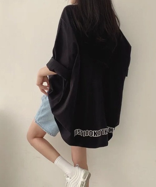 LETee(レティー)の「ゆるっとシルエットでこなれ感♪大人カジュアルに決まるビッグTシャツ(Tシャツ/カットソー・レディース・ダークグレー/ブラック/カーキ・FREE)」の8枚目の写真