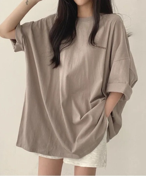 LETee(レティー)の「ゆるっとシルエットでこなれ感♪大人カジュアルに決まるビッグTシャツ(Tシャツ/カットソー・レディース・ダークグレー/ブラック/カーキ・FREE)」の16枚目の写真