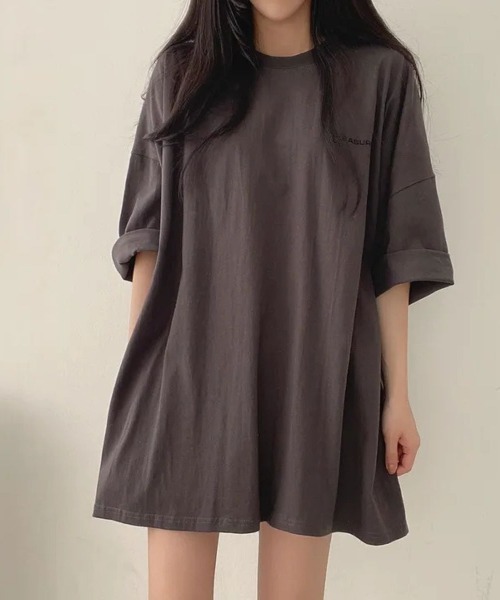 LETee(レティー)の「ゆるっとシルエットでこなれ感♪大人カジュアルに決まるビッグTシャツ(Tシャツ/カットソー・レディース・ダークグレー/ブラック/カーキ・FREE)」の14枚目の写真