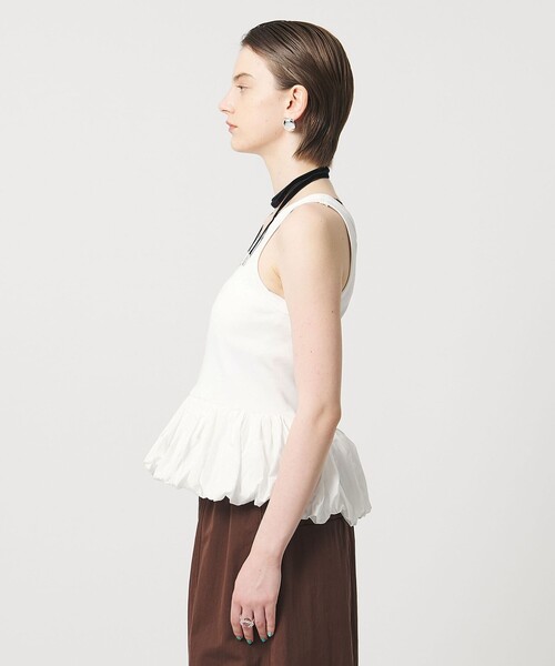 ASTRAET(アストラット)の「<ASTRAET>フライスxタフタ タンクトップ(Tシャツ/カットソー・レディース・ホワイト/ブラック・FREE)」の18枚目の写真