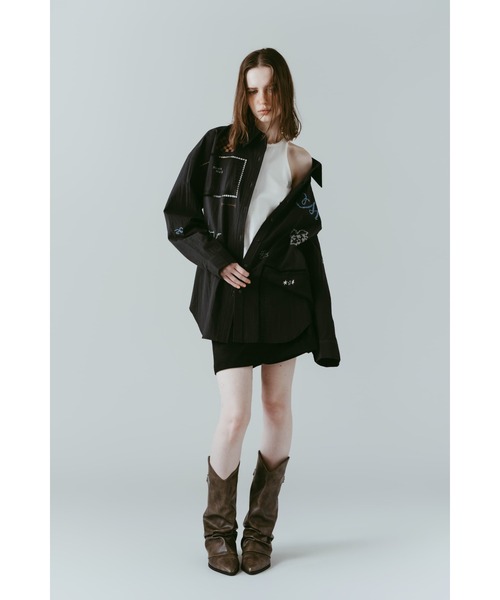 Knuth Marf(クヌースマーフ)の「embroidered shirt(unisex)(シャツ/ブラウス・レディース・ブラック/アイボリー/ストライプ・FREE)」の21枚目の写真