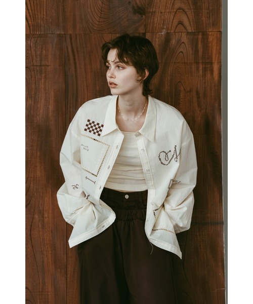 Knuth Marf(クヌースマーフ)の「embroidered shirt(unisex)(シャツ/ブラウス・レディース・ブラック/アイボリー/ストライプ・FREE)」の8枚目の写真