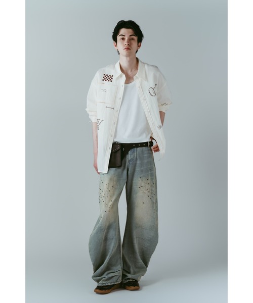 Knuth Marf(クヌースマーフ)の「embroidered shirt(unisex)(シャツ/ブラウス・レディース・ブラック/アイボリー/ストライプ・FREE)」の11枚目の写真