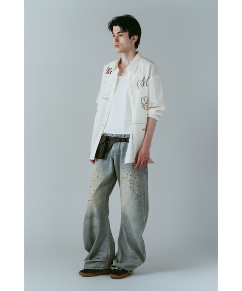 Knuth Marf(クヌースマーフ)の「embroidered shirt(unisex)(シャツ/ブラウス・レディース・ブラック/アイボリー/ストライプ・FREE)」の12枚目の写真