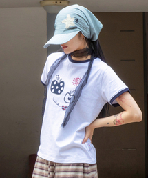 WXT095 メラドットアプリケリングTシャツ (ホワイト)