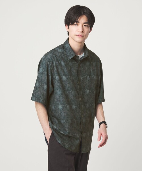 green label relaxing(グリーンレーベルリラクシング)の「William Morris ジャストルーズ 半袖 シャツ(シャツ/ブラウス・メンズ・ダークグリーン/ネイビー/グレー系・S/XL/L/M)」の7枚目の写真
