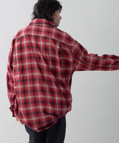 EGO TRIPPING(エゴトリッピング)の「ms6557-DOUBLE-SHIRTS レイヤードシャツ(616710)(シャツ/ブラウス・メンズ・ブラウン/レッド/サックスブルー系・48/46)」の3枚目の写真