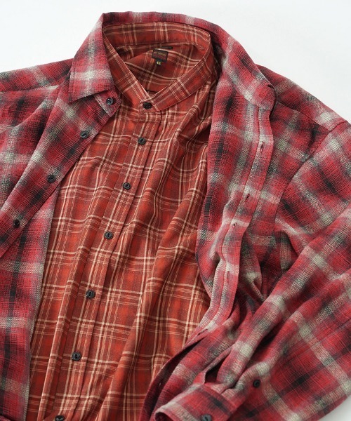 EGO TRIPPING(エゴトリッピング)の「ms6557-DOUBLE-SHIRTS レイヤードシャツ(616710)(シャツ/ブラウス・メンズ・ブラウン/レッド/サックスブルー系・48/46)」の19枚目の写真