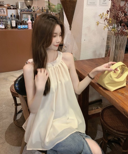 Aelina(エリナ)の「シフォンノースリーブトップス(キャミソール・レディース・ブラック/ベージュ・FREE)」の19枚目の写真