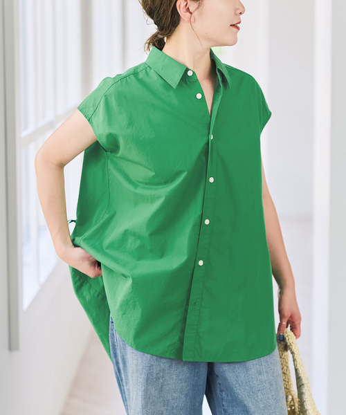 Back Gauze french sleeve shirt
