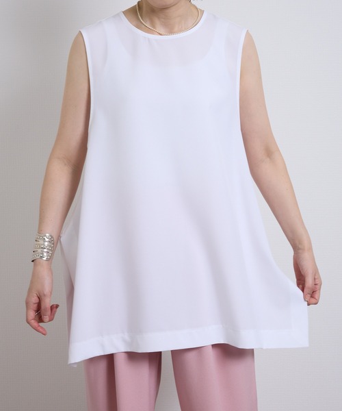 vent blanc(ヴァンブラン)の「VB : denicher デニシェ Naturemier シャンブレーノースリブラウス(シャツ/ブラウス・レディース・ホワイト/ベビーピンク・FREE)」の1枚目の写真