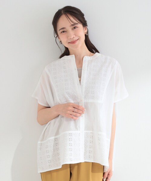 SHOO・LA・RUE(シューラルー)の「刺繍切り替え前あきブラウス(シャツ/ブラウス・レディース・ネイビー/イエロー系その他/ホワイト・04/03/02/01)」の21枚目の写真