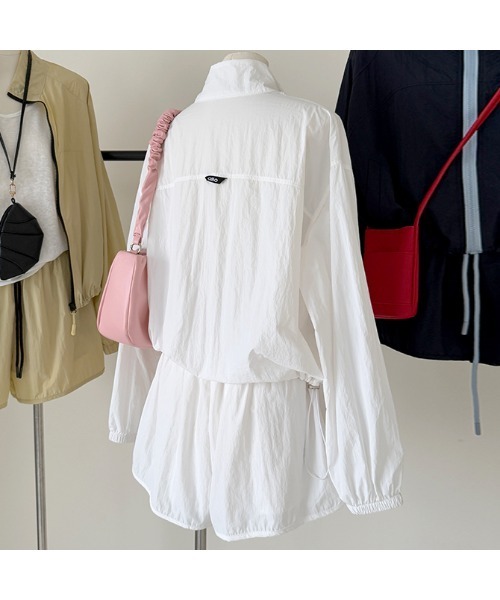 witch（ウイッチ）の「UVカット夏薄手ブルゾンとパンツセットアップ（サロペット/オーバーオール・レディース・ホワイト/ネイビー/カーキ/イエロー・FREE）」の10枚目の写真