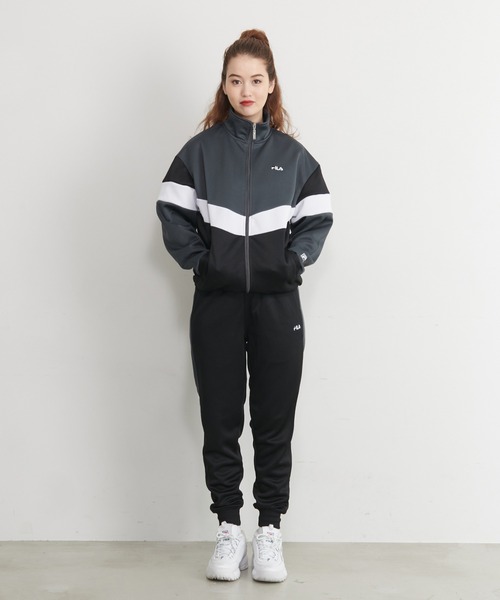 FILA(フィラ)の「【FILA/フィラ】上下セット ジャージ セットアップ トラックジャケット ジョガーパンツ 配色切替(セットアップ・メンズ・ブラック×グリーン/ブラック×グレー/ネイビー×ホワイト・LL/L/M)」の5枚目の写真