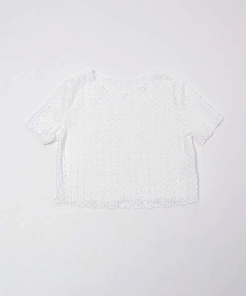 Rejoule（リジュール）の「立体ストライプ ジャガード半袖シアートップス（Tシャツ/カットソー・レディース・アイボリー/ホワイト/ブラック/ライトブルー・FREE）」の21枚目の写真