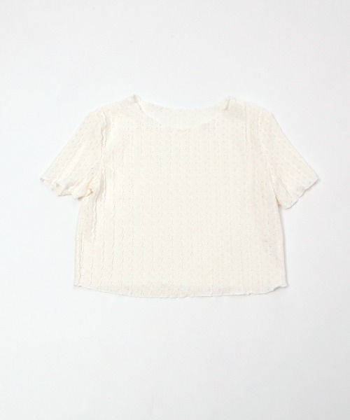 Rejoule（リジュール）の「立体ストライプ ジャガード半袖シアートップス（Tシャツ/カットソー・レディース・アイボリー/ホワイト/ブラック/ライトブルー・FREE）」の22枚目の写真