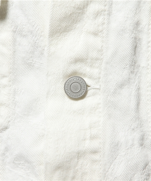 Iroquois（イロコイ）の「【Iroquois】別注NO COLLAR NATIVE FEATHER JACQUARD BLOUSON（ブルゾン・メンズ・ホワイト/ブルー・1/2）」の10枚目の写真